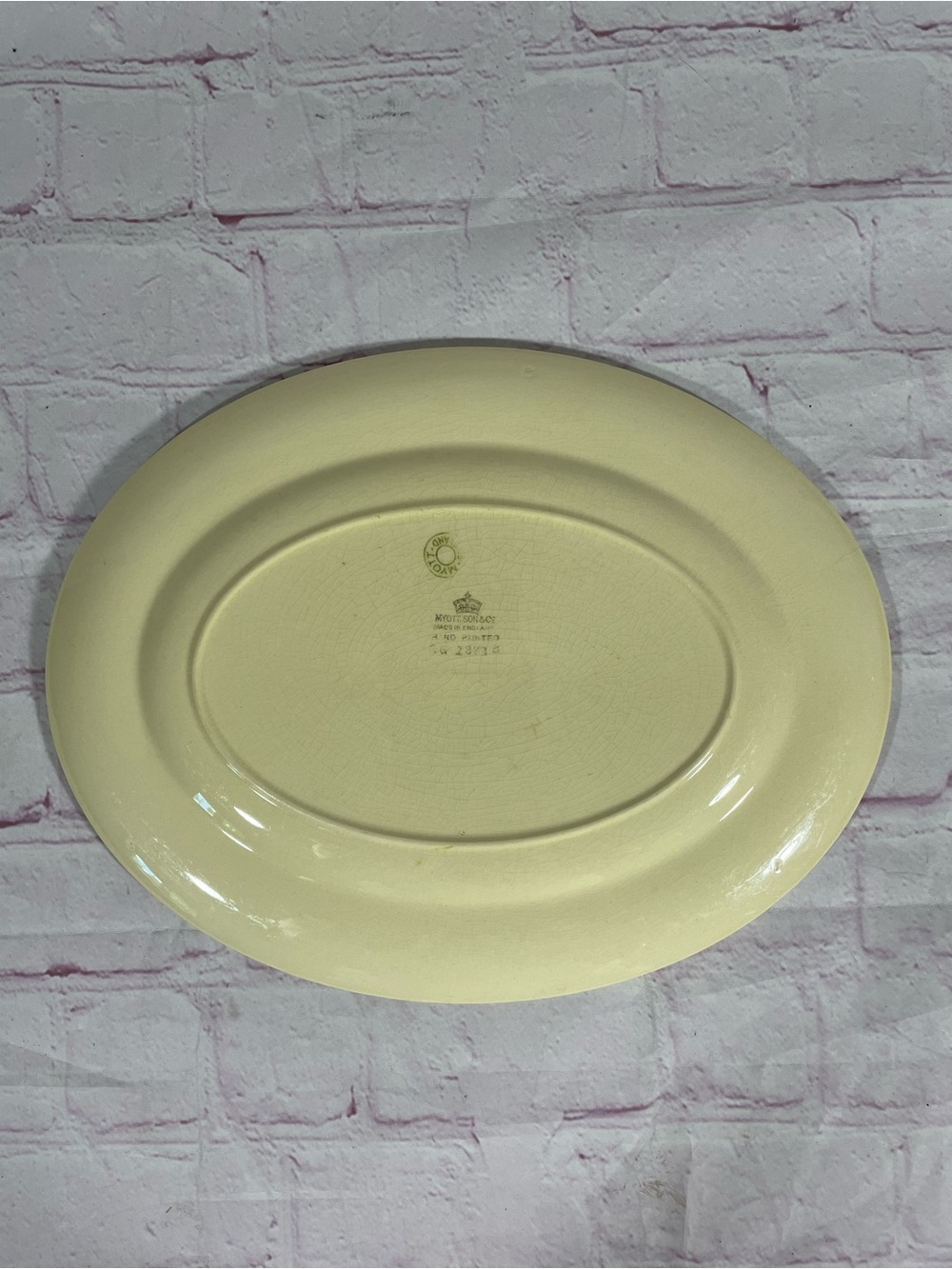 Vintage Myott Son & Co Hand Painted Trees Oval Ceramic Platter Made in England - Picture 5 of 7
